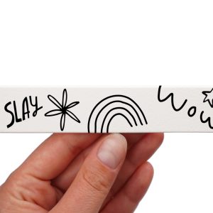 BioThane-Band mit Aufdruck – Muster Doodles in Weiß