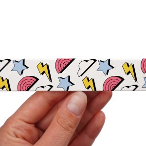 BioThane-Band mit Aufdruck – Muster Lightning Bolt in Weiß