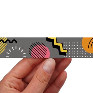 Printed BioThane tape – Memphis Dark Grey pattern